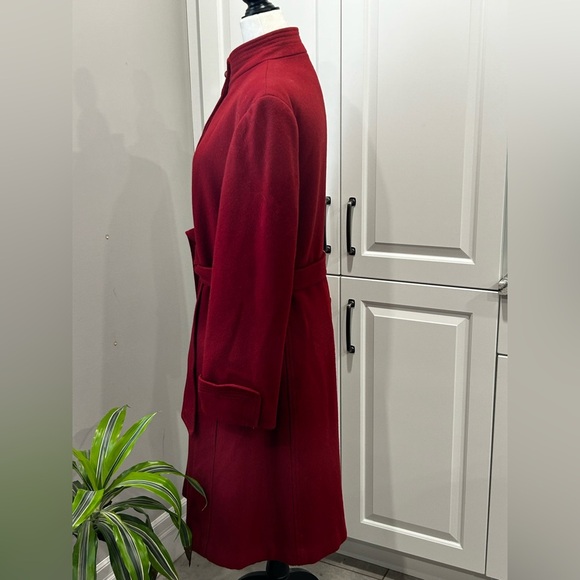 Sears Red Long Sleeve Women's Dress coat Wool vintage winter long jacket belt - Picture 5 of 12